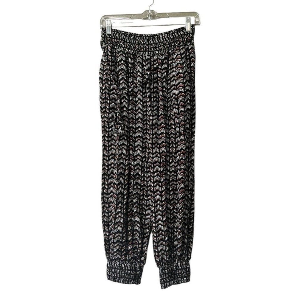 By‎ Anthropologie Aztec Printed Smocked Jogger Pants Sz Medium Loungwear Stretch